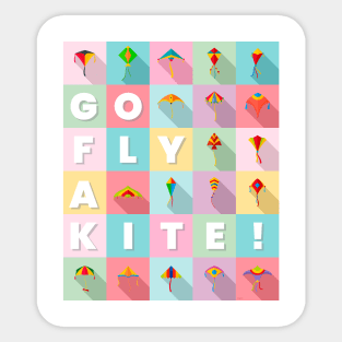 Go fly a kite! Kite Flying Colorful Pastel Design Sticker
